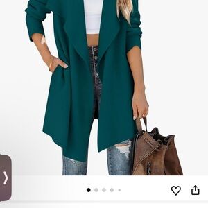 Teal Open Front Coat